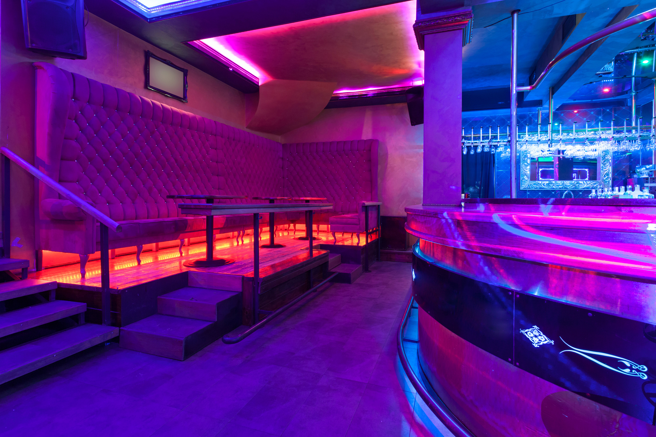 Nightclub with colorful lights